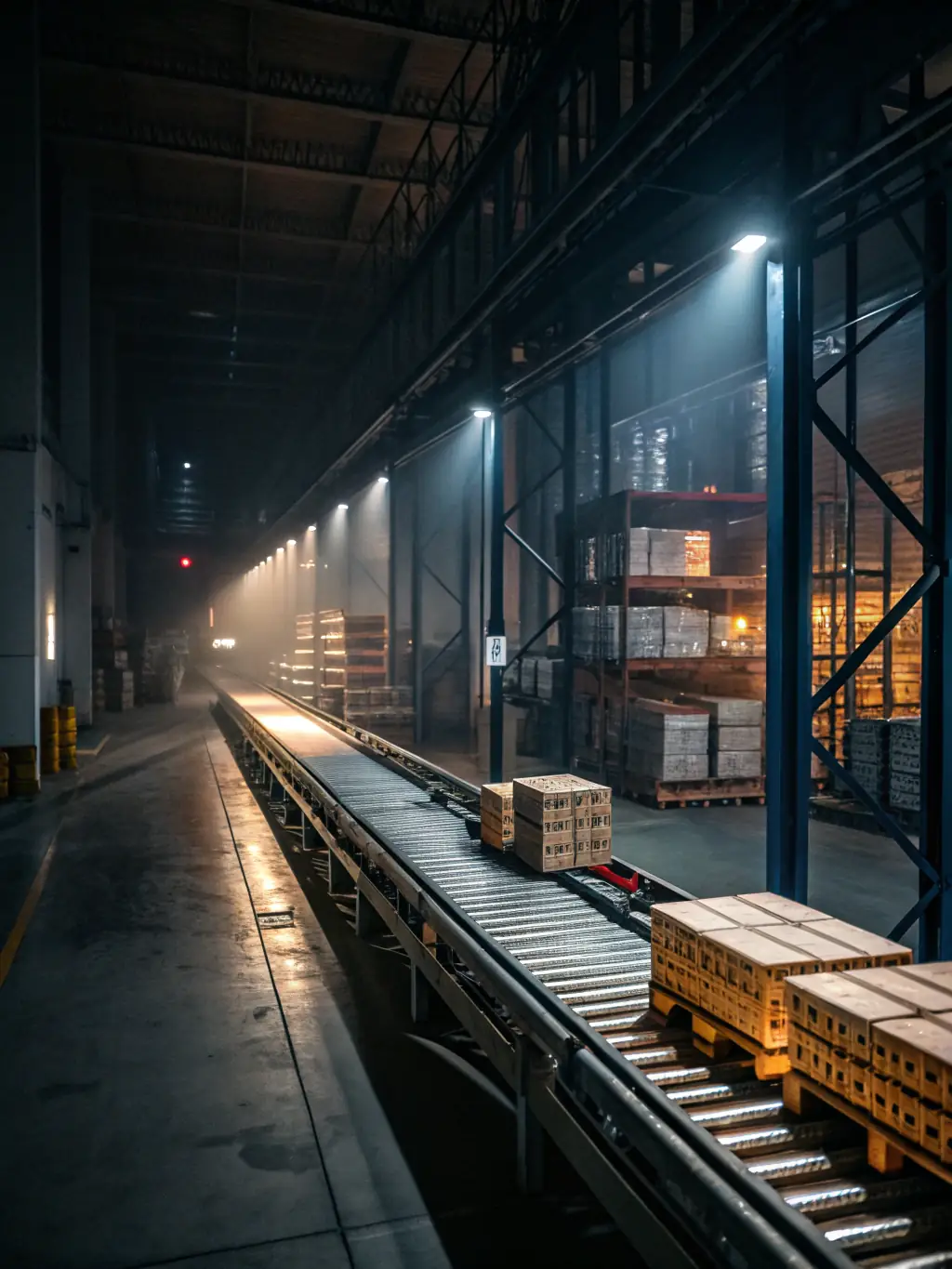 A conveyor belt system processing orders quickly and accurately, highlighting the speed and precision of order fulfillment.